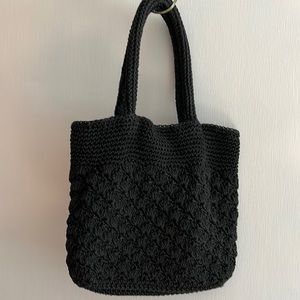 Black crochet mini bag